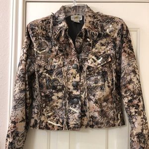 Women’s Brown & Cream Printed Crop Jacket